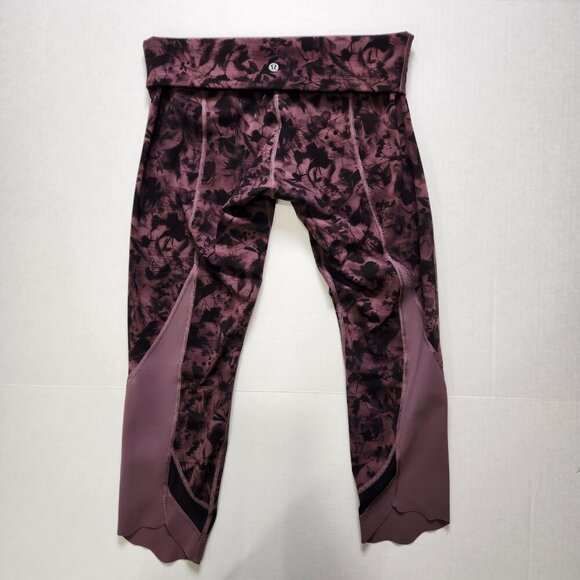 Lululemon Wunder Under Crop II Size 10 Roll Down Scallop Mini Dusk Floral W6AZNS - Picture 6 of 11